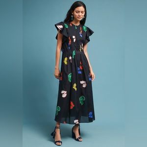 Anthropologie x Cynthia Rowley Flutter-Sleeve Caftan Dress